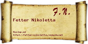 Fetter Nikoletta névjegykártya